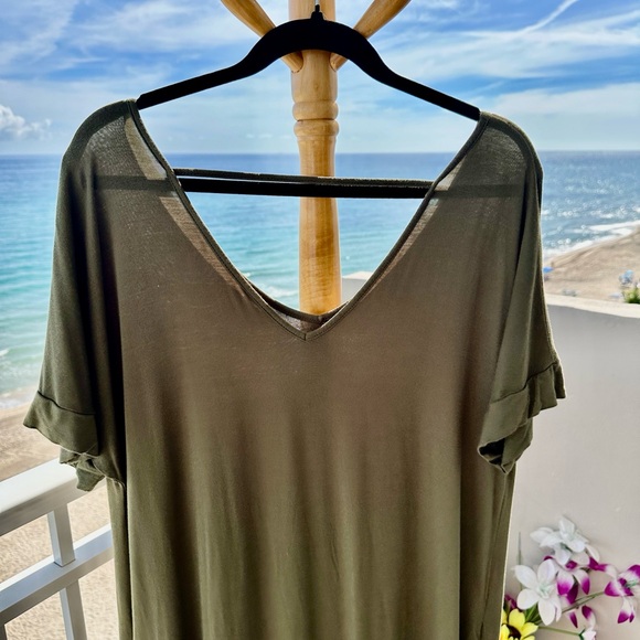 Olive Green Flowing maxi dress - Picture 3 of 6